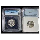 (2) 1952-D WASHINGTON QUARTERS GRADED