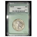 1944-S WALKING LIBERTY 50C NTC SUPERB GEM BU
