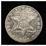 1858 3-CENT SILVER XF