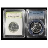 (2) GRADED FRANKLIN HALF DOLLARS