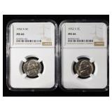 (2) 1952-S JEFFERSON NICKELS NGC MS 66