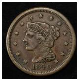 1846 BRAIDED HAIR LARGE CENT XF