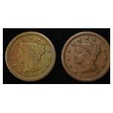 1850 & 1851 BRAIDED HAIR LARGE CENT F