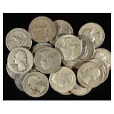 (20) 90% SILVER WASHINGTON QUARTERS