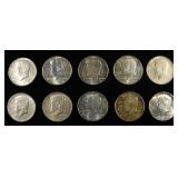 (10) 90% SILVER KENNEDY HALF DOLLARS