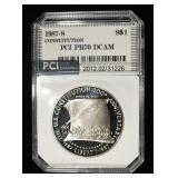 1987-S COMMEM $1 CONSTITUTION PCI PERFECT GEM PR