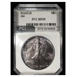 1986 AMERICAN SILVER EAGLE PCI PERFECT GEM BU