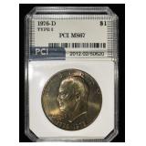 1976-D TYPE 2 EISENHOWER DOLLAR PCI SUPERB GEM BU.