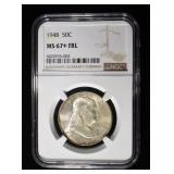 1948 FRANKLIN HALF DOLLAR NGC MS 67+ FBL