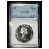 1963 CANADIAN DOLLAR NNC SUPERB GEM+ BU PL CAMEO