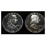 (2) 1961 90% SILVER FRANKLIN HALF DOLLARS PROOF BU