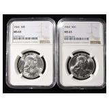 (2) 1963 FRANKLIN HALF DOLLAR NGC MS63
