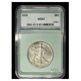 1939 WALKING LIBERTY 50C NTC GEM BU