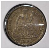 1891 LIBERTY SEATED DIME NICE ORIGINAL UNC