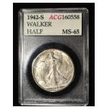 1942-S WALKING LIBERTY 50C ACG GEM BU