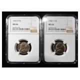 (2) 1950-D JEFFERSON NICKELS NGC MS 66
