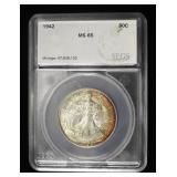 1942 WALKING LIBERTY 50C SEGS GEM BU