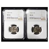 (2) 1952-S JEFFERSON NICKELS NGC MS 66