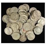 (50) 90% SILVER MERCURY DIMES