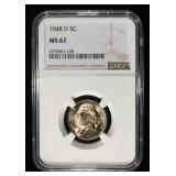 1948-D JEFFERSON NICKEL NGC MS 67
