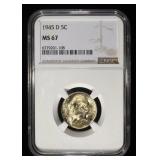 1945-D JEFFERSON NICKEL NGC MS 67