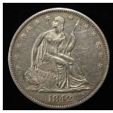 1842-O LIBERTY HALF DOLLAR CH AU