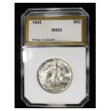 1945 WALKING LIBERTY 50C PCI GEM BU
