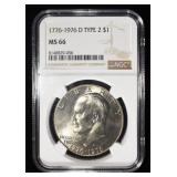 1776-1976 D TYPE 2 EISENHOWER DOLLAR NGC MS66