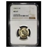 1943-S JEFFERSON NICKEL NGC MS 67