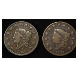 (2) 1831 CORONET HEAD LARGE CENTS