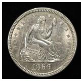 1856 SEATED LIBERTY QUARTER BU