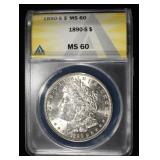 1890-S MORGAN DOLLAR ANACS MS60