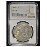 1881-O MORGAN DOLLAR NGC AU53