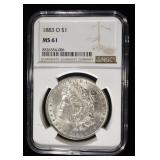 1883-O MORGAN DOLLAR NGC MS61