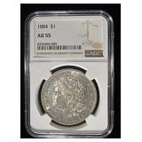 1884 MORGAN DOLLAR NGC AU55