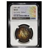 1947 WALKING LIBERTY  HALF DOLLAR NGC MS-64 COLOR