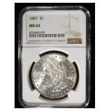 1887 MORGAN DOLLAR NGC MS62