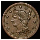 1847 LARGE CENT BU