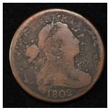 1802 LARGE CENT NO STEMS AG/G