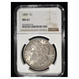 1889 MORGAN DOLLAR NGC MS61