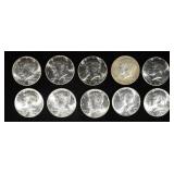 (10) 90% SILVER KENNEDY HALF DOLLARS