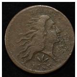 1793 WR FLOWING HAIR LARGE CENT VINE/BARS VF