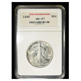 1945 WALKING LIBERTY 50C CCGS SUPERB GEM BU