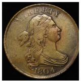 1804 PLAIN 4 NO STEMS HALF CENT AU