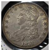 1831 CAPPED BUST HALF DOLLAR CH AU