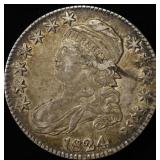 1824 BUST HALF DOLLAR AU
