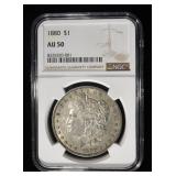 1880 MORGAN DOLLAR NGC AU50