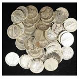 (50) 90% SILVER MERCURY DIMES