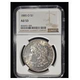 1885-O MORGAN DOLLAR NGC AU53