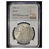 1882 MORGAN DOLLAR NGC AU55
